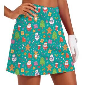 Golf Gentry Womens Christmas Golf Skort Size Medium Teal